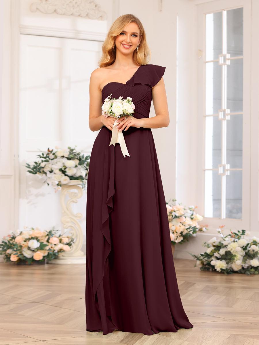 A-Linie/Prinzessin One-Shoulder-Lange Hochzeits-Partykleider mit Schlitz An Der Seite