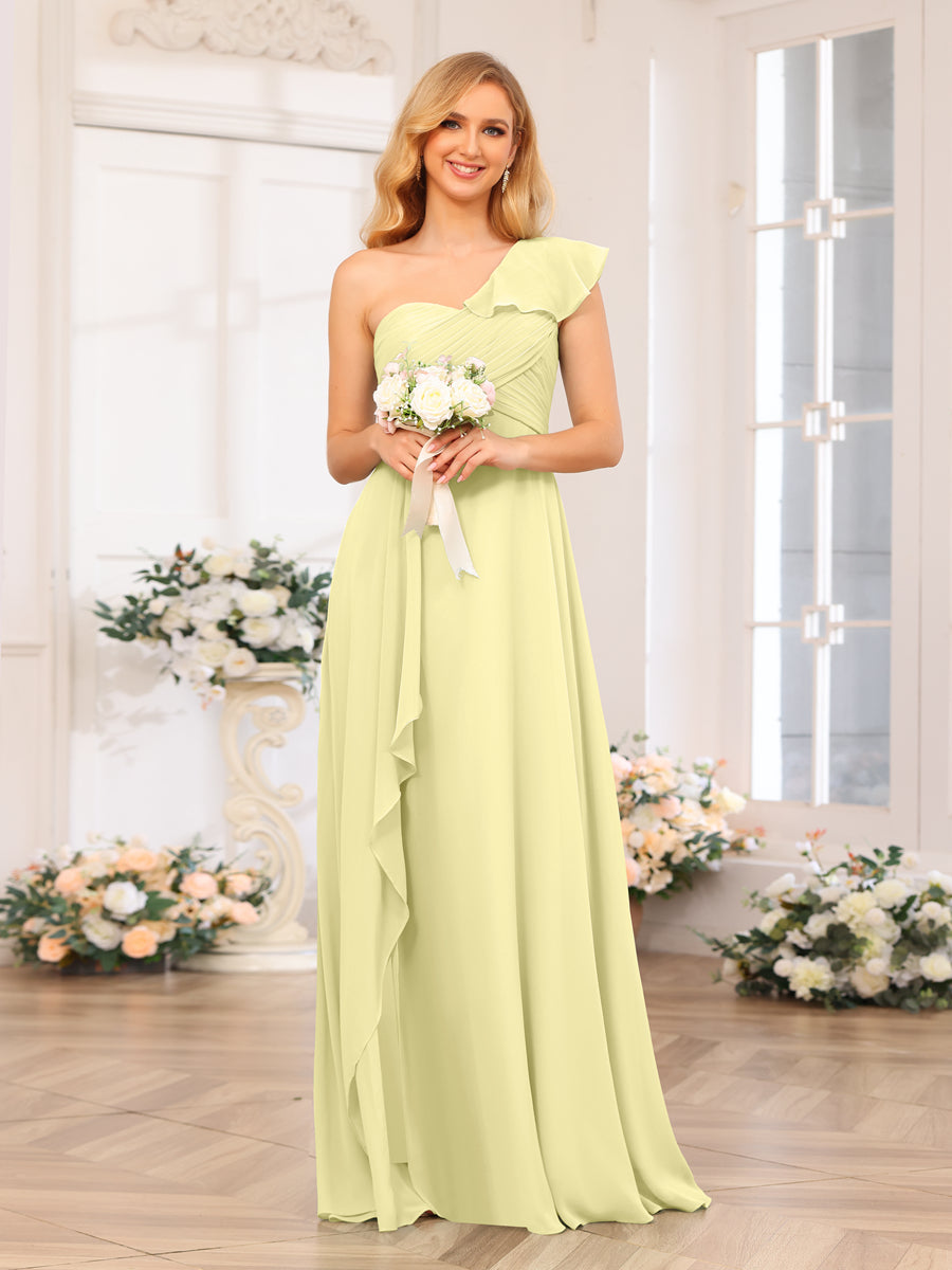A-Linie/Prinzessin One-Shoulder-Lange Hochzeits-Partykleider mit Schlitz An Der Seite