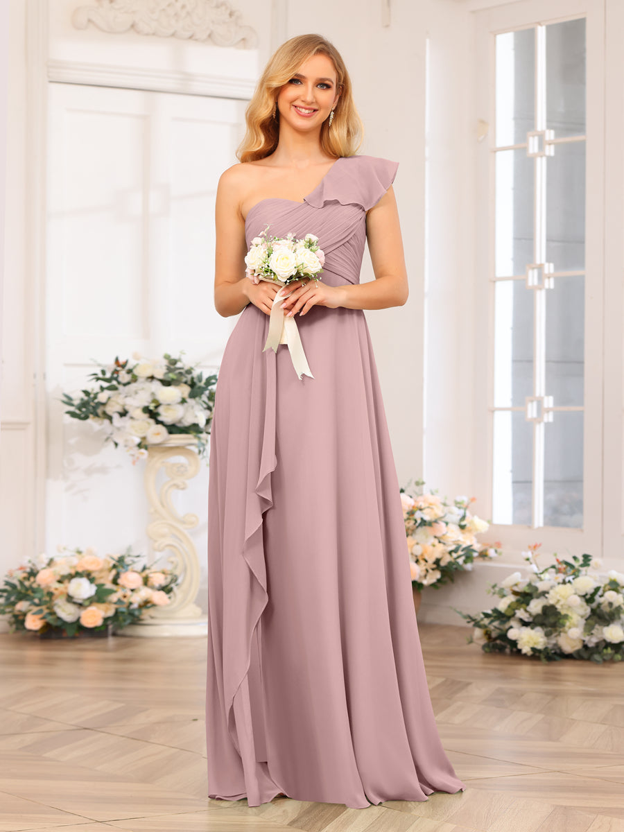 A-Linie/Prinzessin One-Shoulder-Lange Hochzeits-Partykleider mit Schlitz An Der Seite