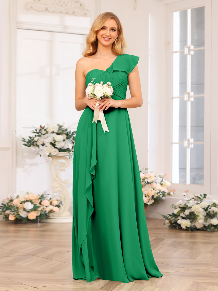 A-Linie/Prinzessin One-Shoulder-Lange Hochzeits-Partykleider mit Schlitz An Der Seite