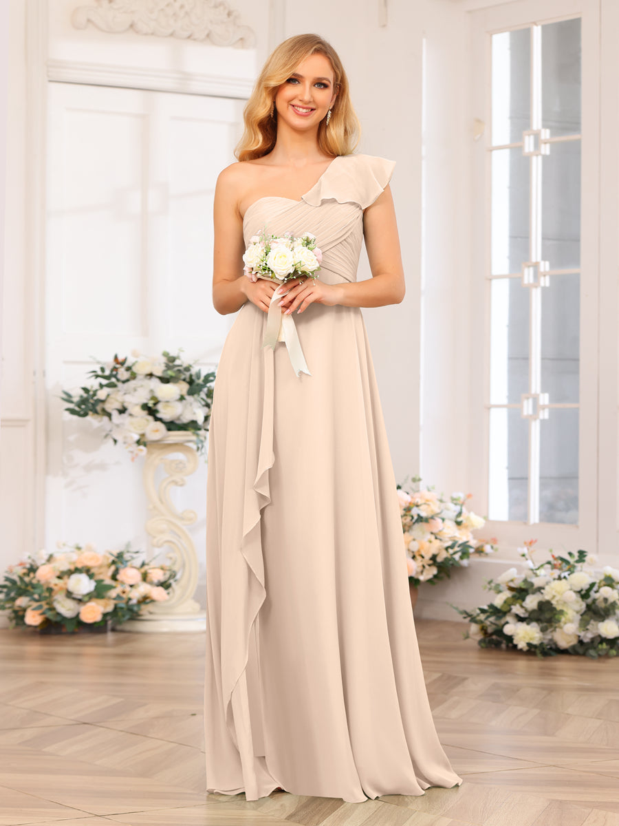 A-Linie/Prinzessin One-Shoulder-Lange Hochzeits-Partykleider mit Schlitz An Der Seite