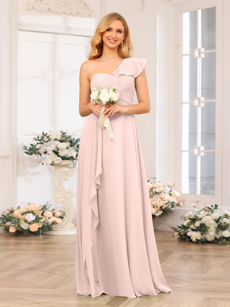 A-Linie/Prinzessin One-Shoulder-Lange Hochzeits-Partykleider mit Schlitz An Der Seite
