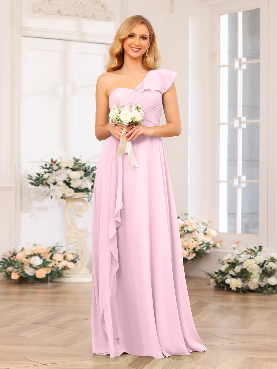 A-Linie/Prinzessin One-Shoulder-Lange Hochzeits-Partykleider mit Schlitz An Der Seite