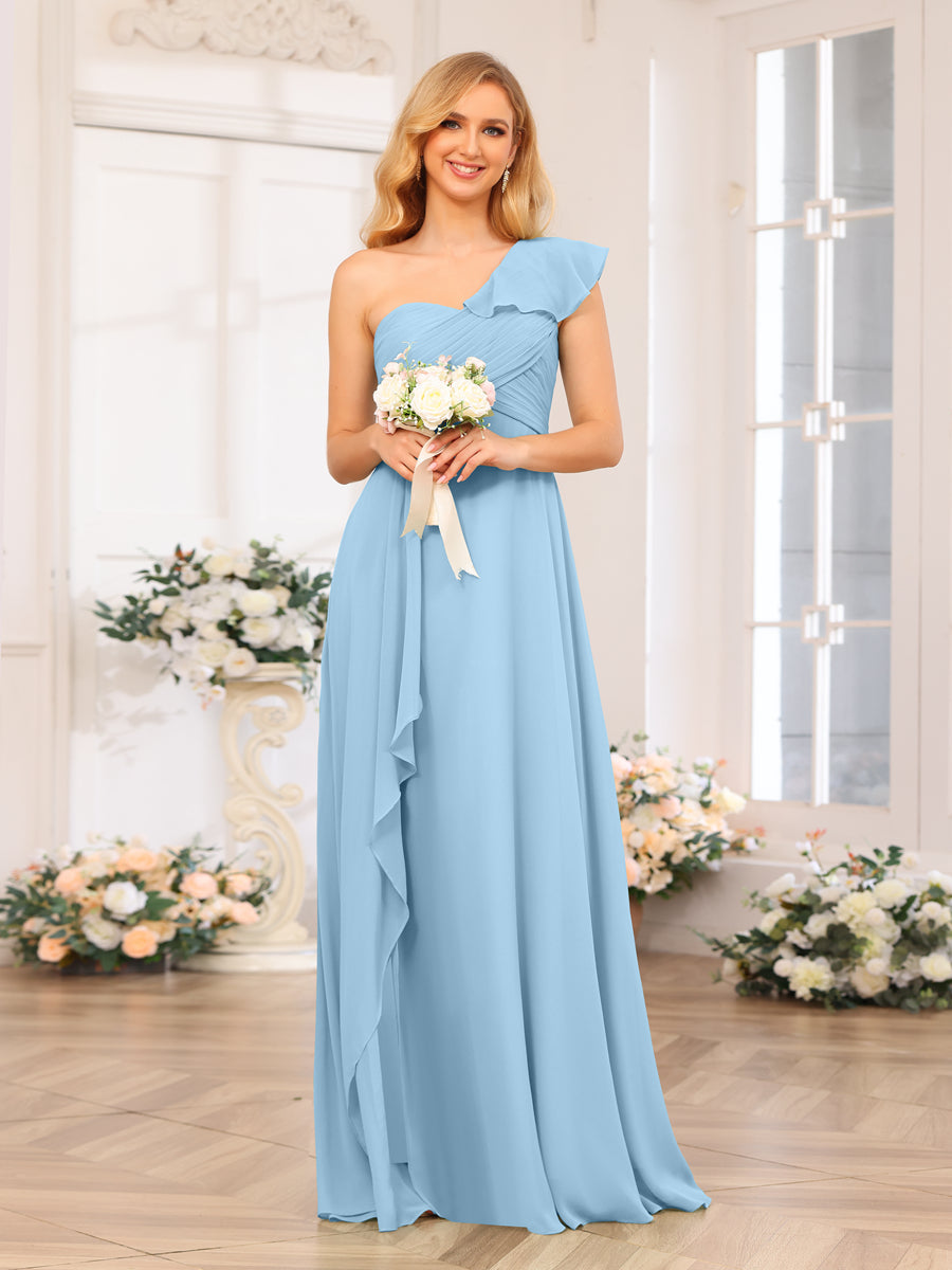 A-Linie/Prinzessin One-Shoulder-Lange Hochzeits-Partykleider mit Schlitz An Der Seite