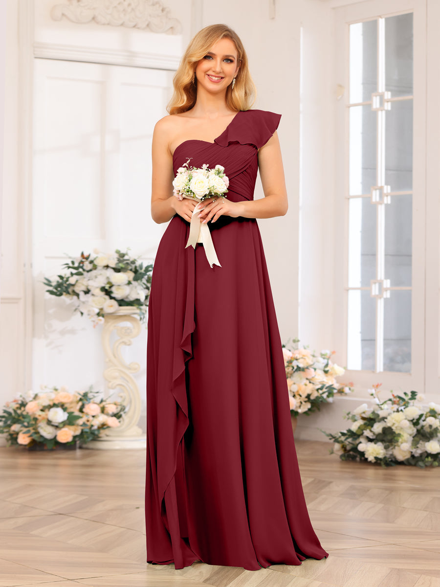 A-Linie/Prinzessin One-Shoulder-Lange Hochzeits-Partykleider mit Schlitz An Der Seite