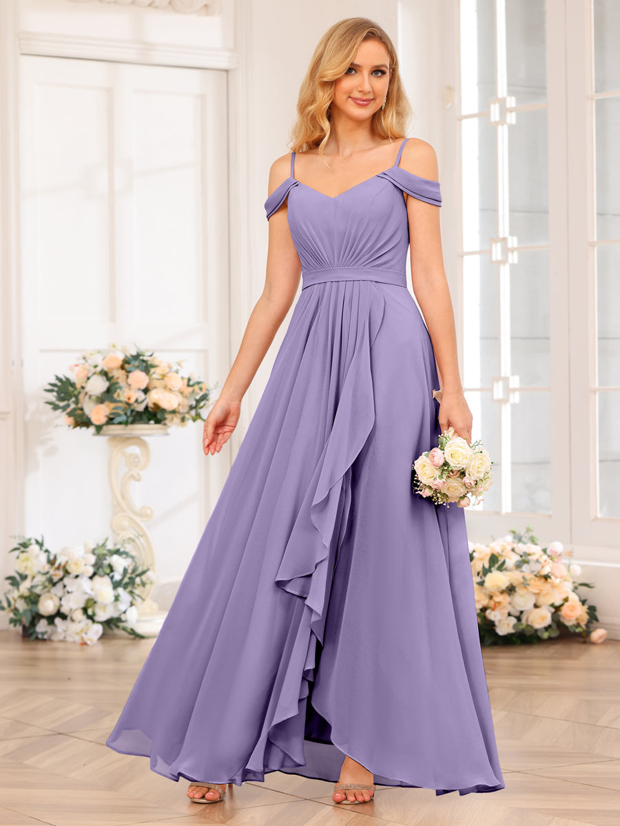 A-Linie/Prinzessin Spaghettiträger Lange Hochzeits-Partykleider mit Seitlichem Schlitz