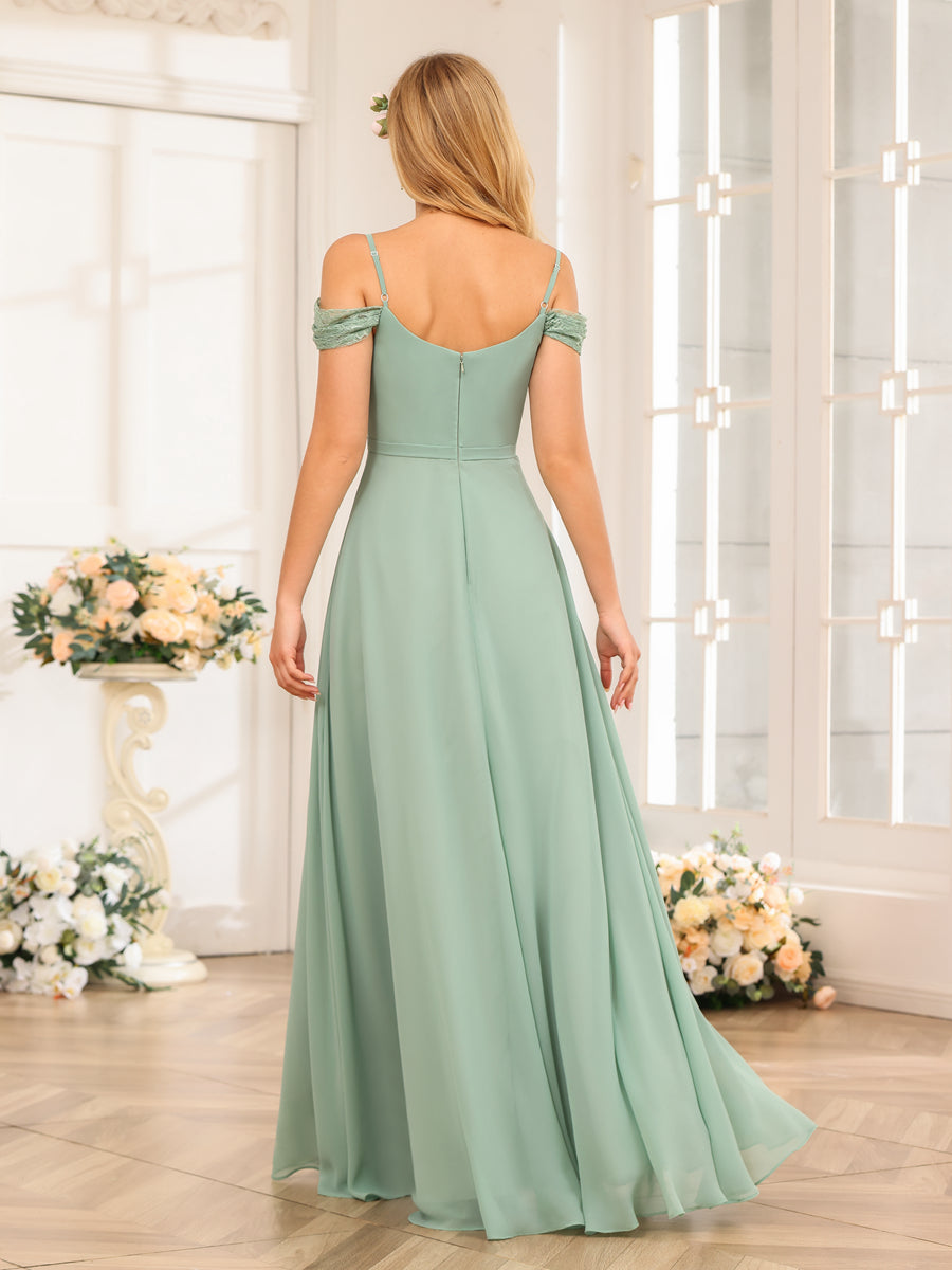 A-Linie/Prinzessin Spaghettiträger Lange Hochzeits-Partykleider mit Seitlichem Schlitz