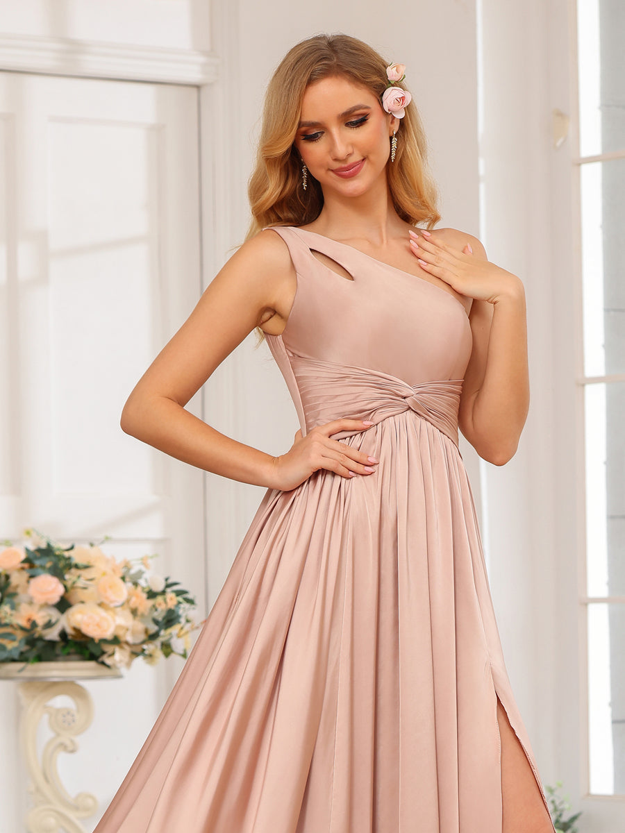 A-Linie/Prinzessin-One-Shoulder-Lange Abendkleider mit Geschlitzter Seite