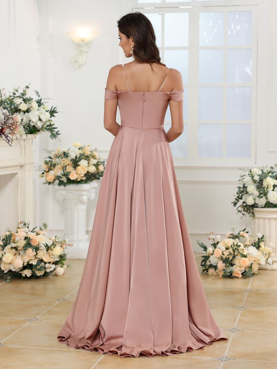A-Linie/Prinzessin Schulterfrei Lange Hochzeitskleider mit Seitenschlitz