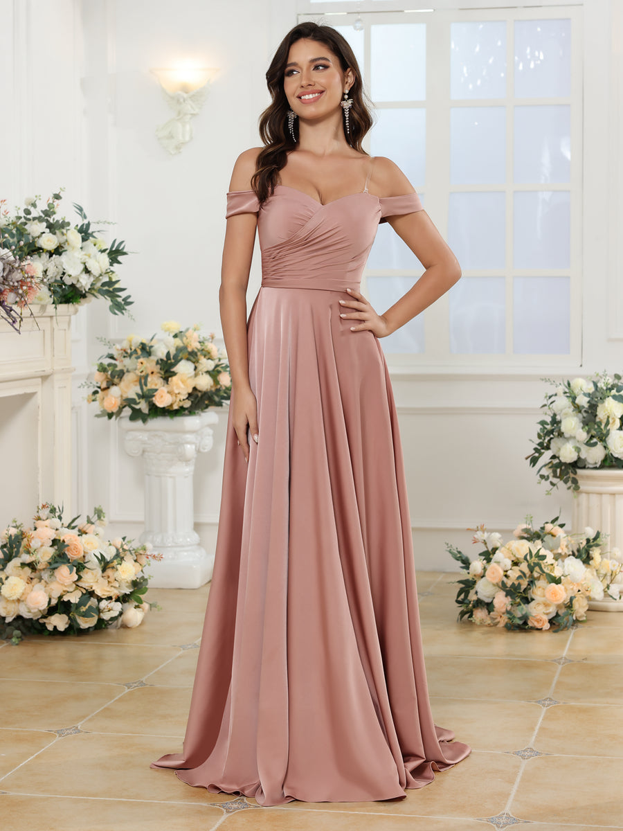A-Linie/Prinzessin Schulterfrei Lange Hochzeitskleider mit Seitenschlitz