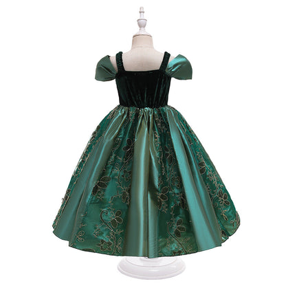 A-Linie/Princess-Linie, U-Ausschnitt, Puffärmel, Applikationen, Weihnachtskleider für Mädchen