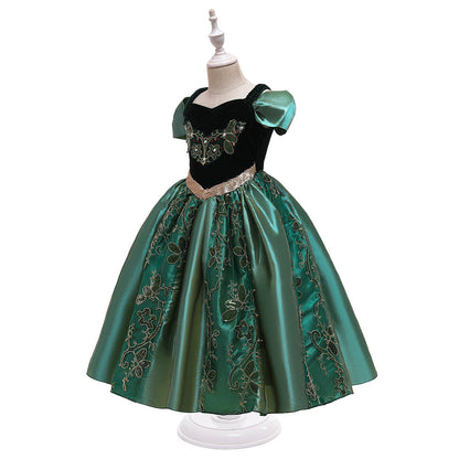 A-Linie/Princess-Linie, U-Ausschnitt, Puffärmel, Applikationen, Weihnachtskleider für Mädchen