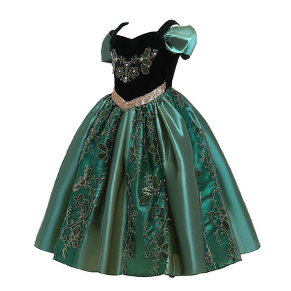 A-Linie/Princess-Linie, U-Ausschnitt, Puffärmel, Applikationen, Weihnachtskleider für Mädchen