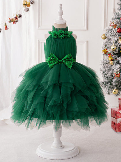 Ballkleid Neckholder Ärmellose Weihnachtskleider für Mädchen