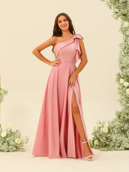 A-Linie/Princess-Linie One-Shoulder-Träger Schlitzte Seite Brautjungfernkleider