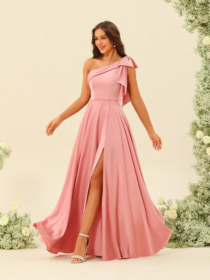 A-Linie/Princess-Linie One-Shoulder-Träger Schlitzte Seite Brautjungfernkleider