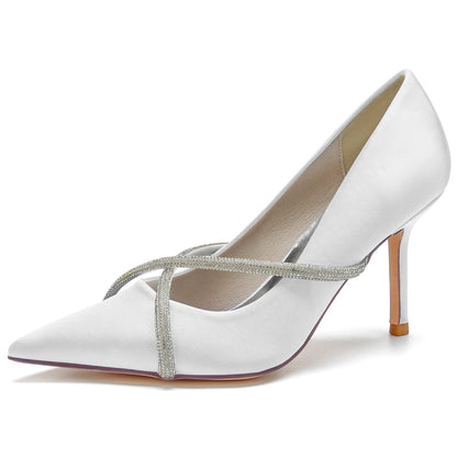 Damen Strass mit Seidensatin Geschlossene Zehen Stiletto-Absatz Abendschuhe