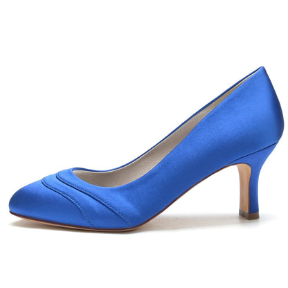 Damen Seidensatin Mit Geschlossener Spitze Spool Heel Party Schuhe