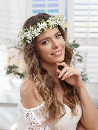 Künstliche Weiße Hochzeitsblumenkronen mit Tüllband