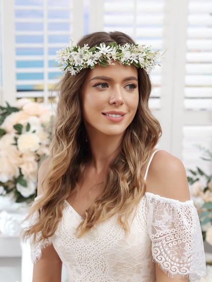 Künstliche Weiße Hochzeitsblumenkronen mit Tüllband