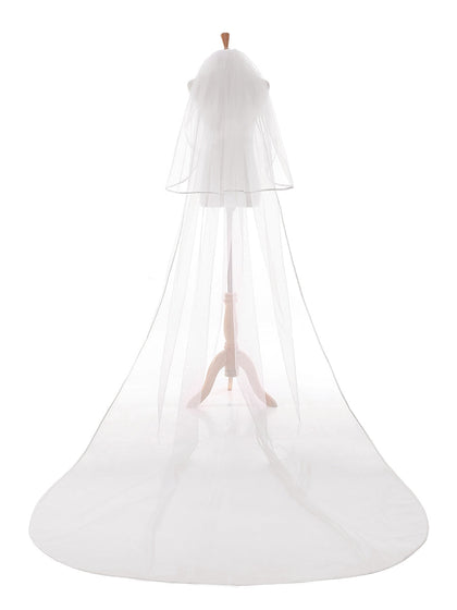 Eleganter 2-Lagiger Langer Brautschleier aus Tüll