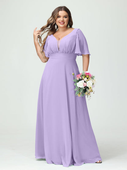 Formal Plus Size Purple Dress A-Linie/Prinzessin V-Ausschnitt Halbe rmel Chiffon bergre Brautjun Lavetir AT Formal Plus Size Purple Dress A-Linie/Prinzessin V-Ausschnitt Halbe rmel Chiffon bergre Brautjun Lavetir AT