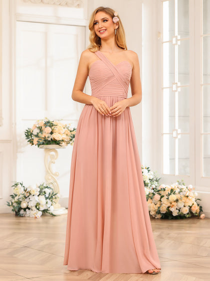 A-Linie/Prinzessin One-Shoulder-Lange Hochzeits-Partykleider mit Schlitz An Der Seite